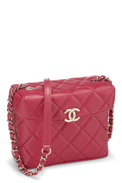 Chanel, sac à main en cuir d'agneau matelassé rose, petit modèle, d'occasion