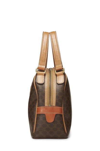 Céline, Pre-Loved Brown Coated Canvas Macadam Handbag, Brown