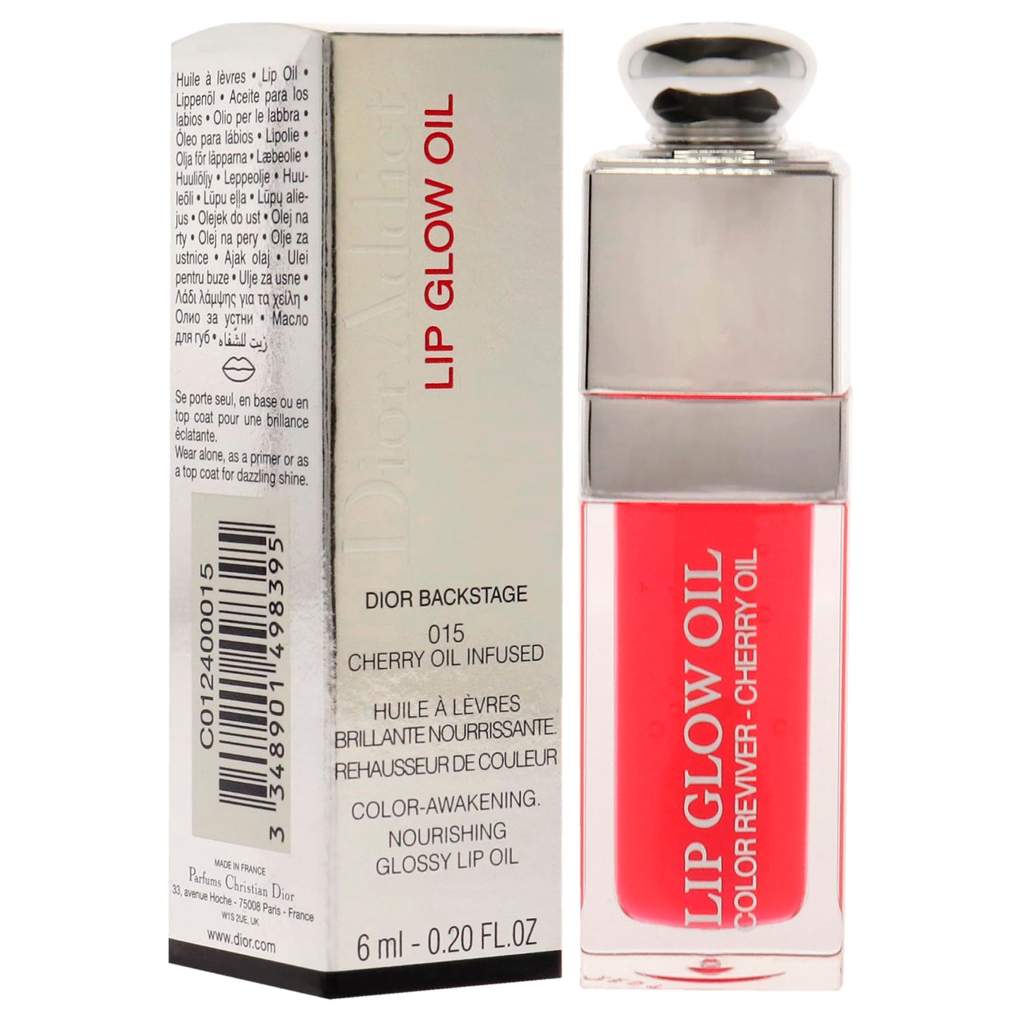 Huile à lèvres Dior Addict Lip Glow de Christian Dior - 015 Cherry Lip Oil Women 0,2 oz, finition brillante