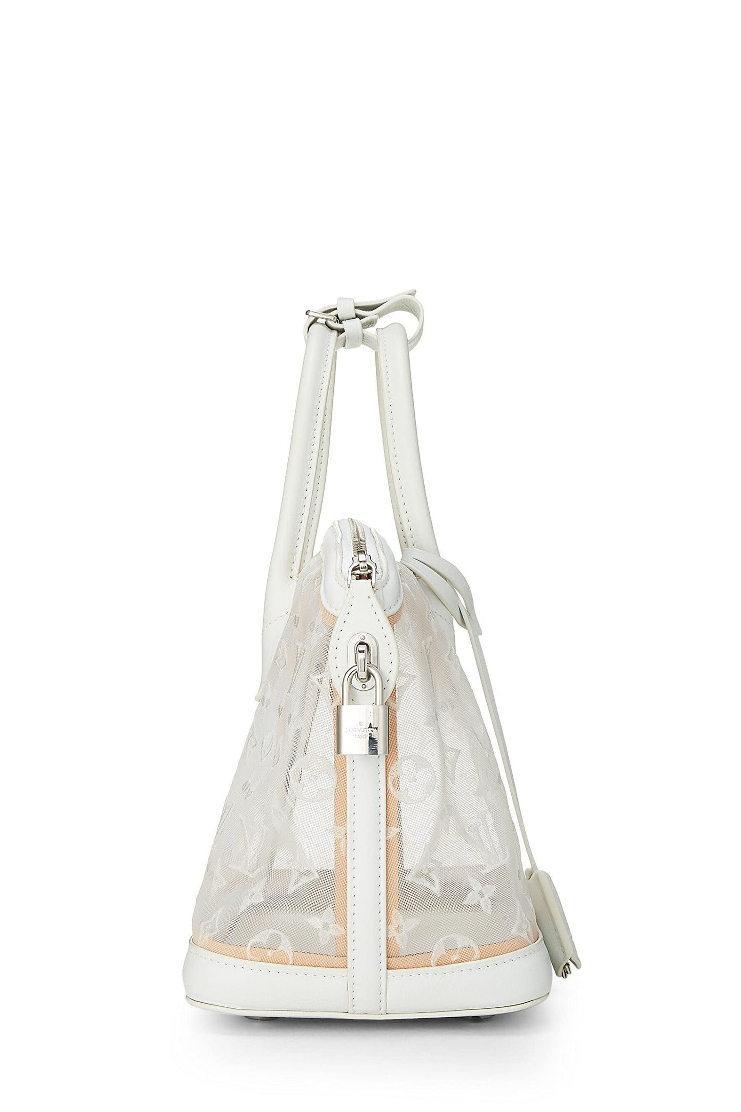 Louis Vuitton, Pre-Loved Lock It East-West con transparencia de malla con monograma blanco, Blanco