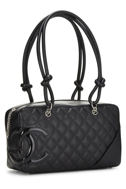 Chanel, Sac melon Cambon en cuir de veau noir d'occasion, noir