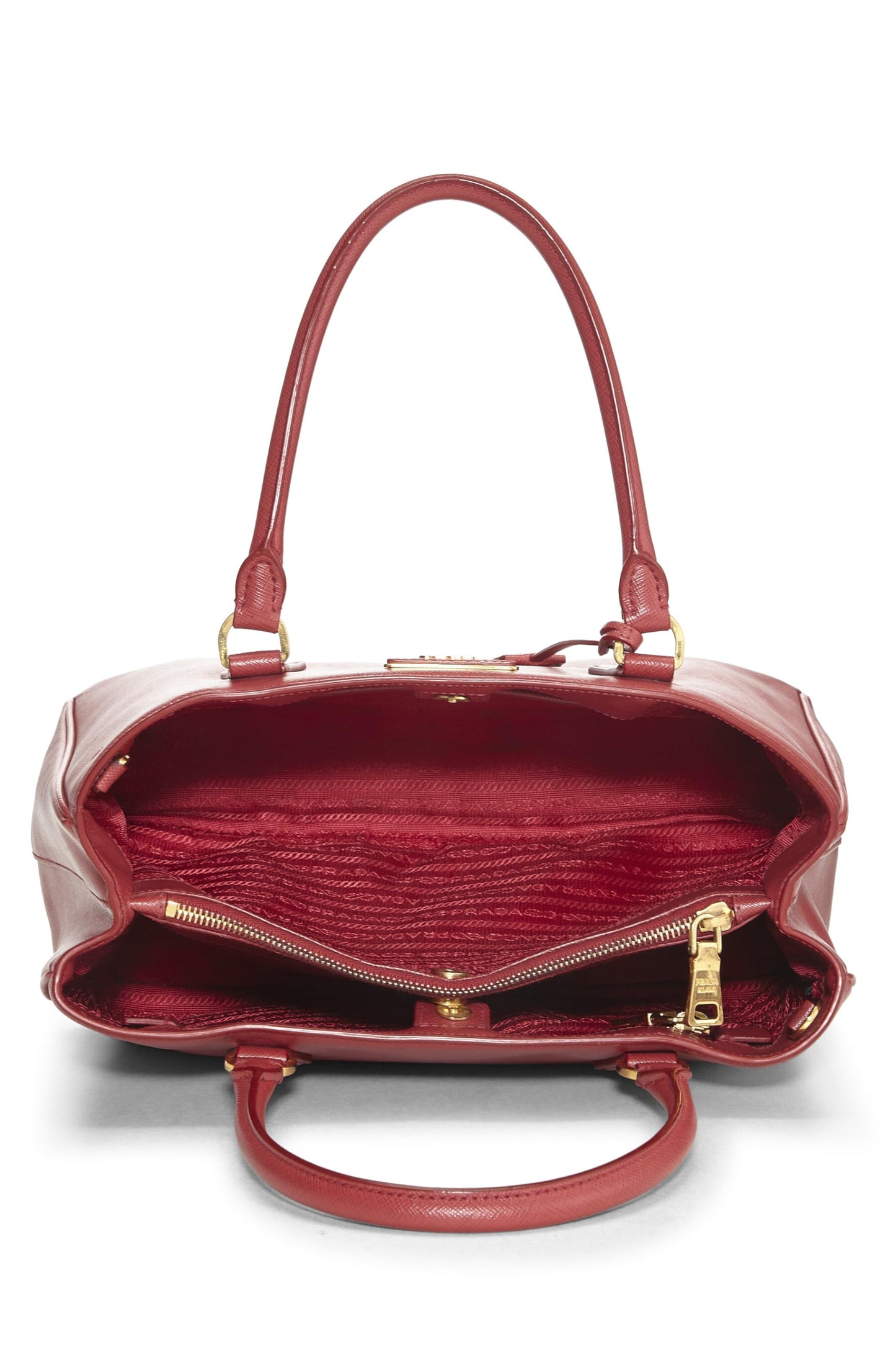 Prada, Bolso ejecutivo mediano Saffiano rojo Pre-Loved, Rojo