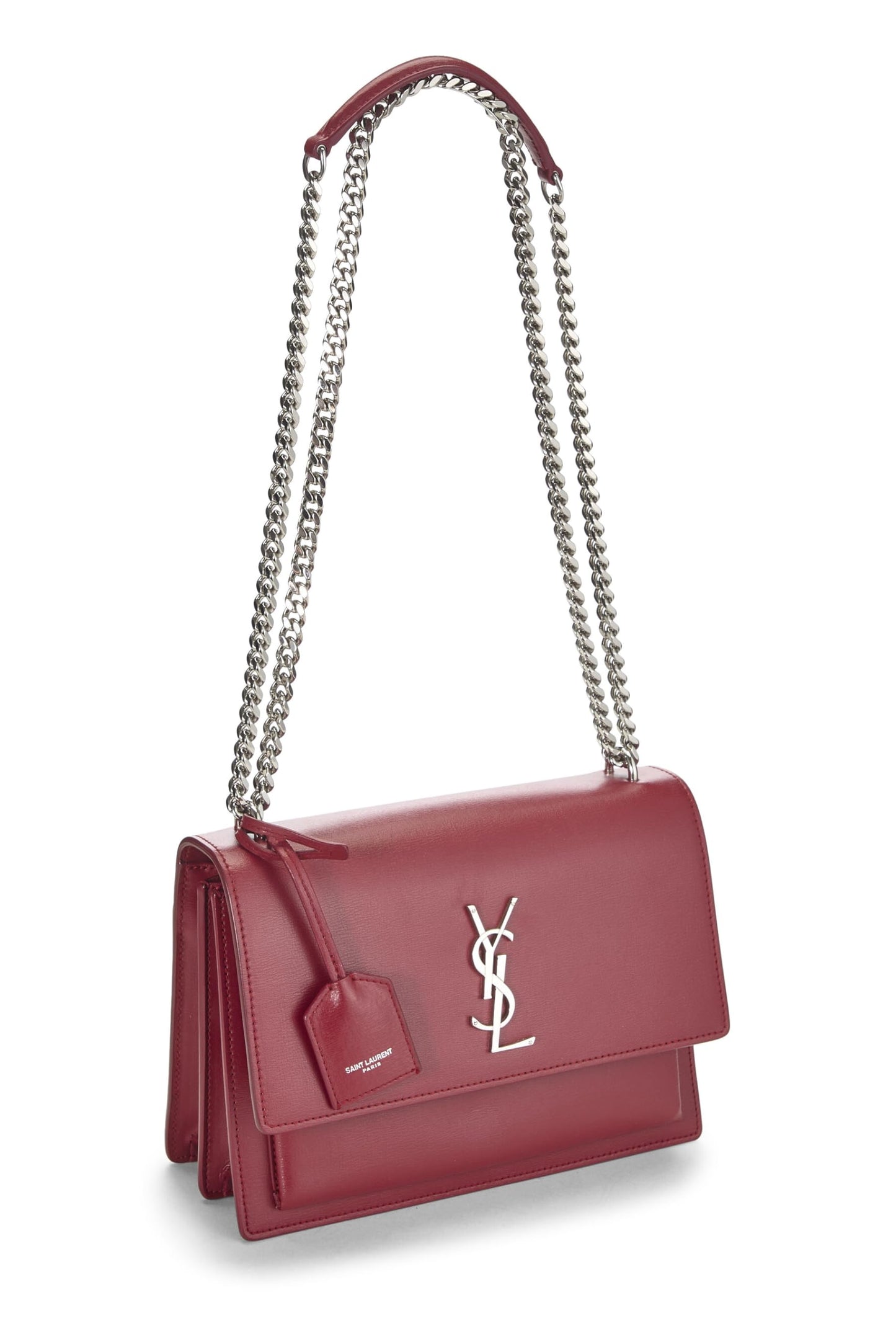 Yves Saint Laurent, Piel de becerro roja Pre-Loved Sunset Medium, Rojo