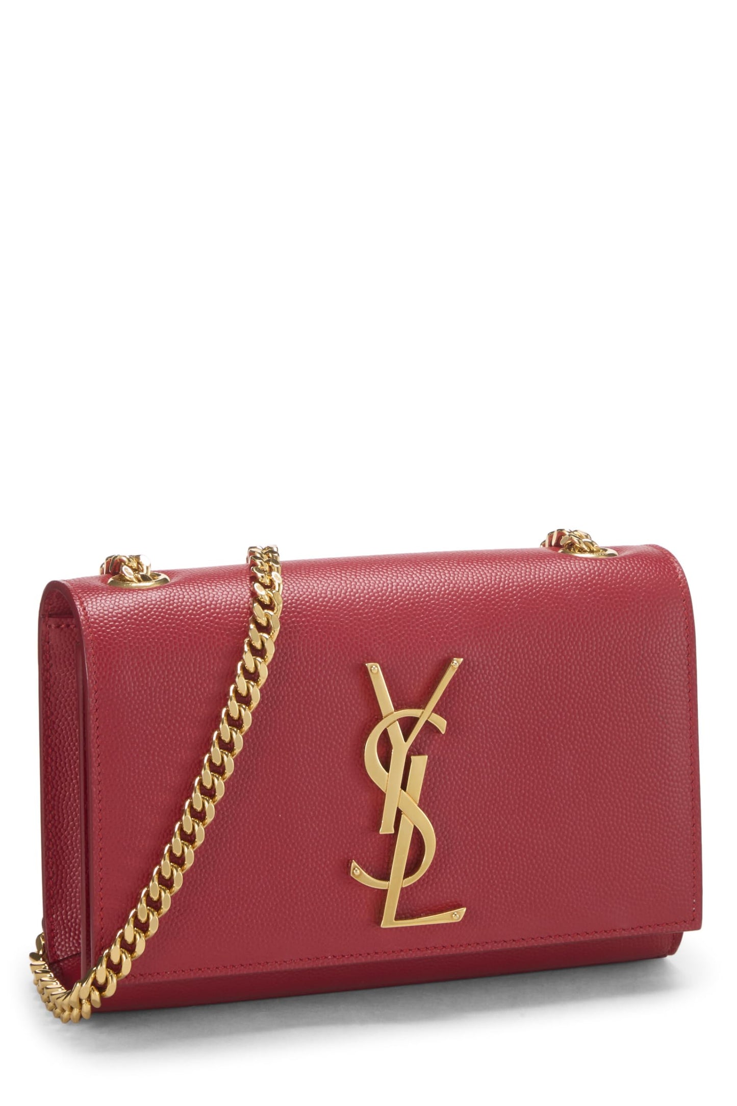 Yves Saint Laurent, Bolso mini Kate de cuero rojo con cadena Pre-Loved, Rojo