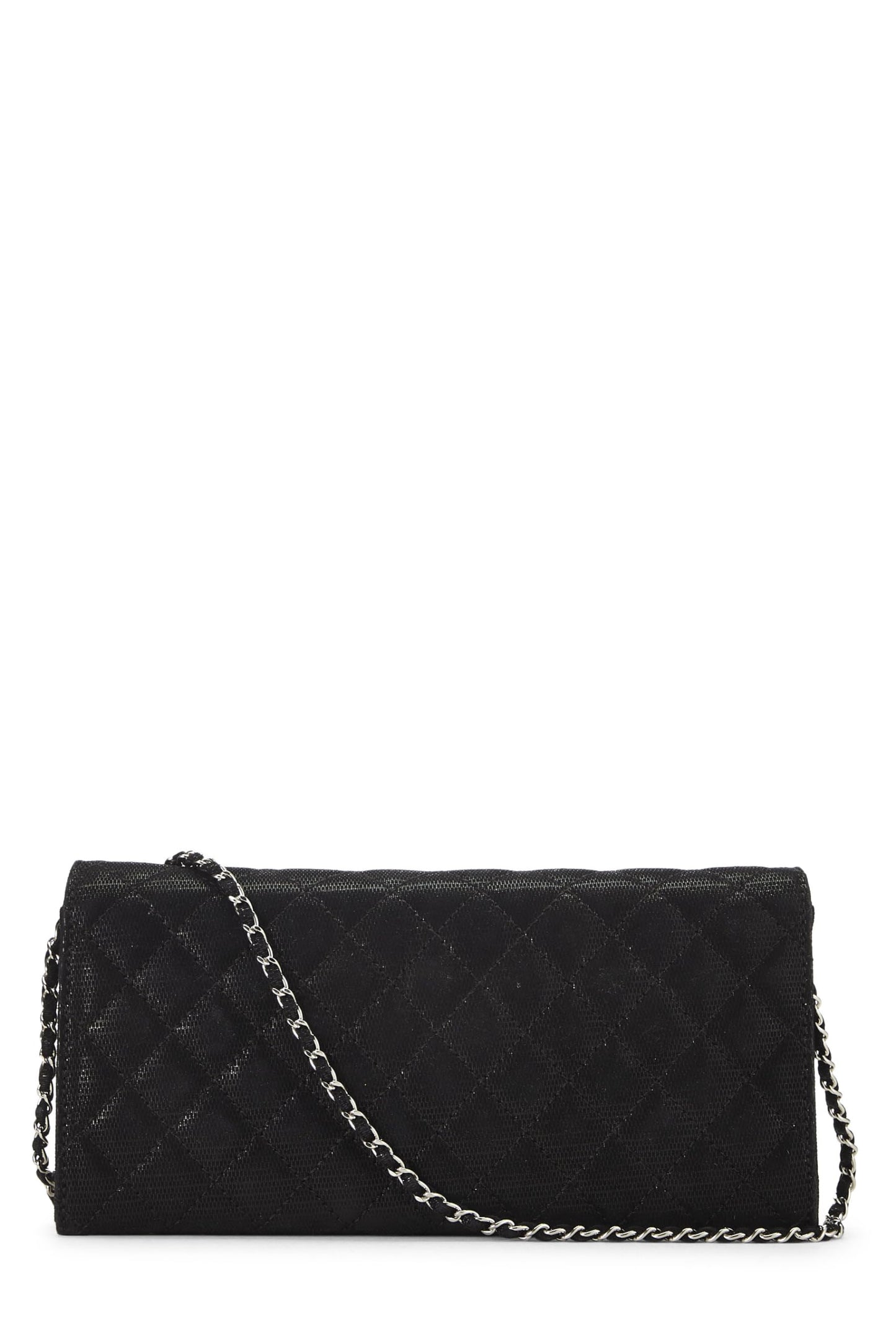 Chanel, Pre-Loved Black Quilted Nubuck East/West Wallet On Chain (WOC), Black