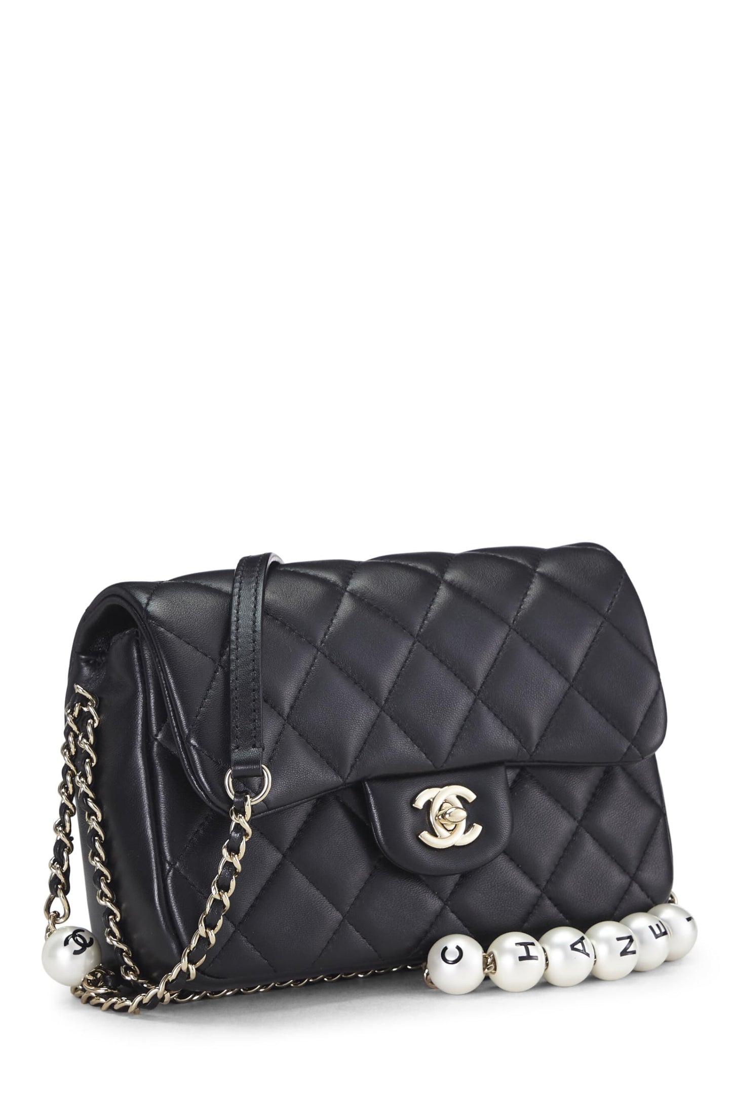 Chanel, Pre-Loved Black Lambskin My Precious Pearls Flap Bag Small, Black