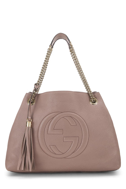 Gucci, sac fourre-tout Soho en cuir rose d'occasion avec chaîne, rose