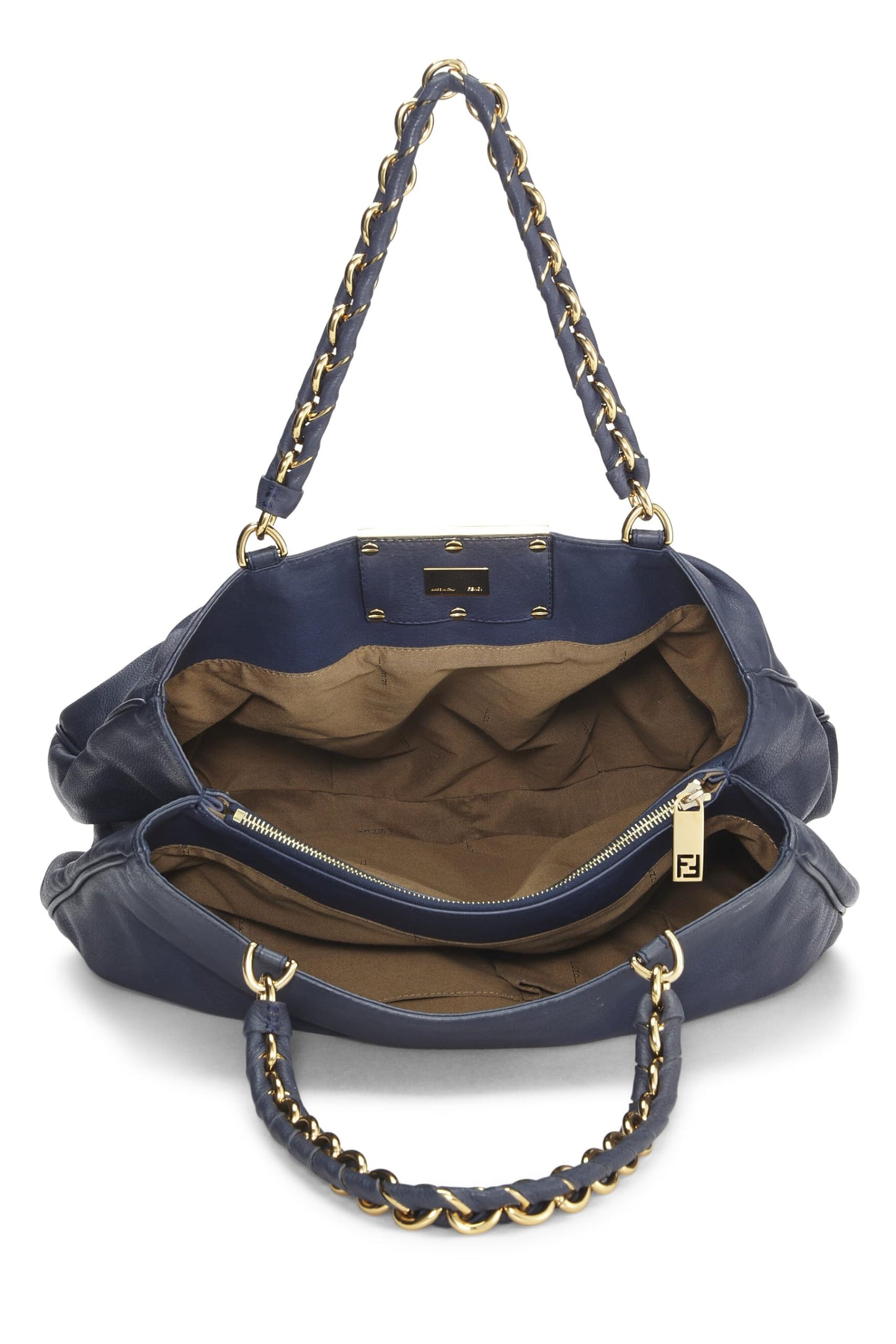 Fendi, Mia Large en cuir bleu d'occasion, bleu