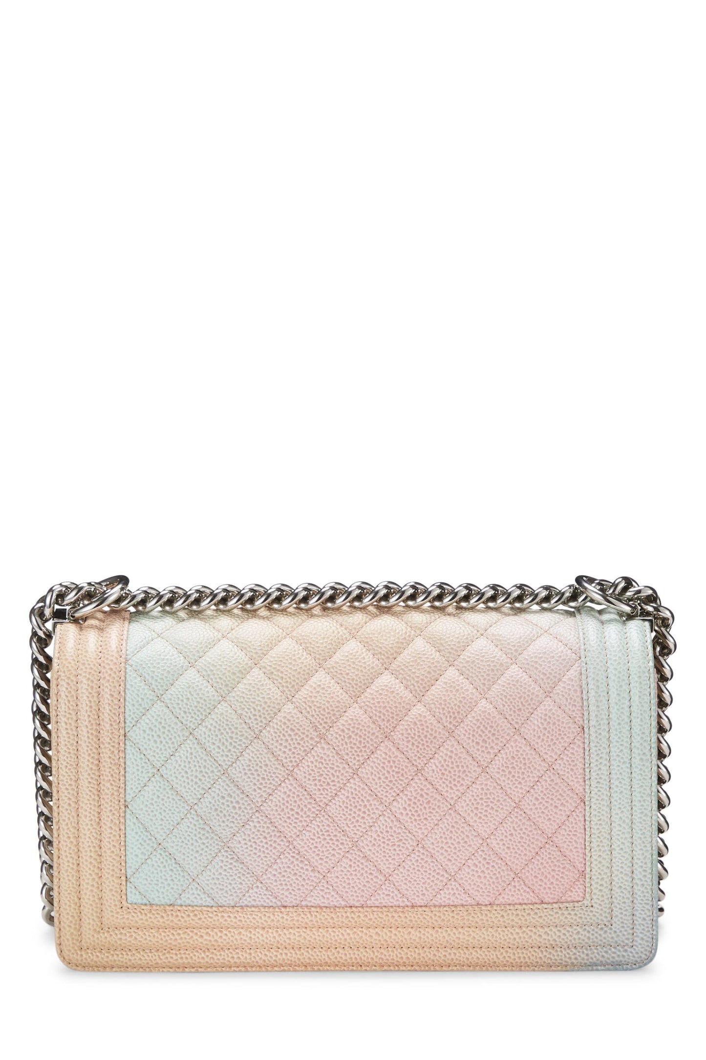 Chanel, Sac Boy matelassé Rainbow Caviar Medium d'occasion, rose