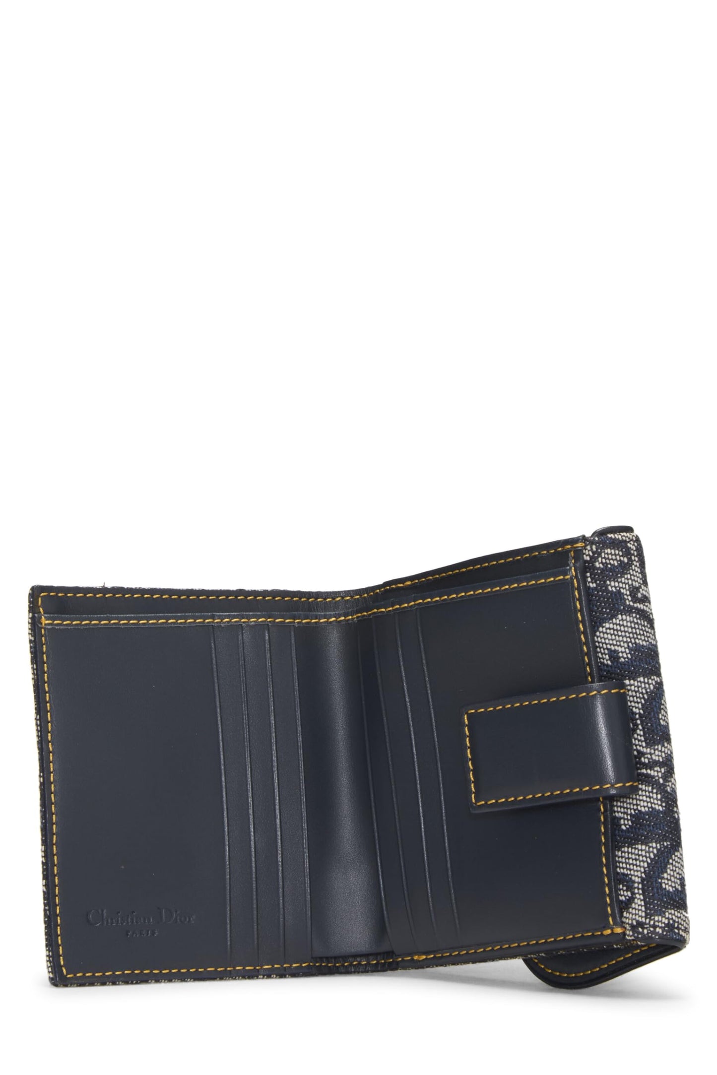 Dior, Pre-Loved Navy Trotter Canvas Saddle Wallet, Navy