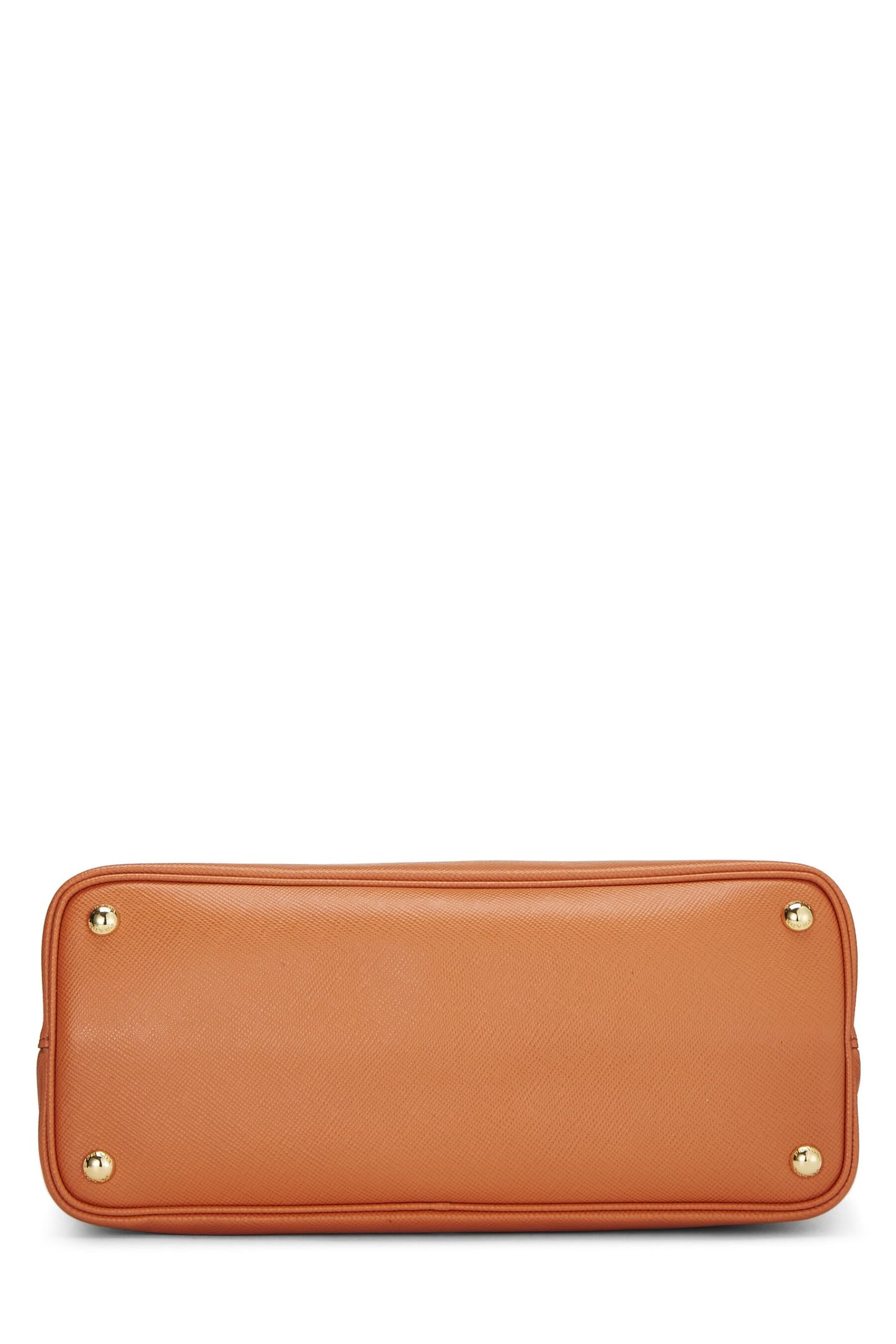 Prada, sac fourre-tout double taille moyenne en cuir saffiano orange d'occasion, orange