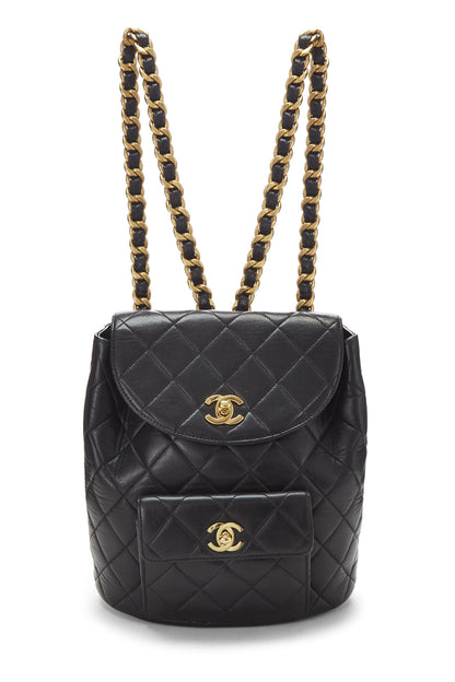 Chanel, Pre-Loved Black Quilted Lambskin 'CC' Classic Backpack Medium, Black