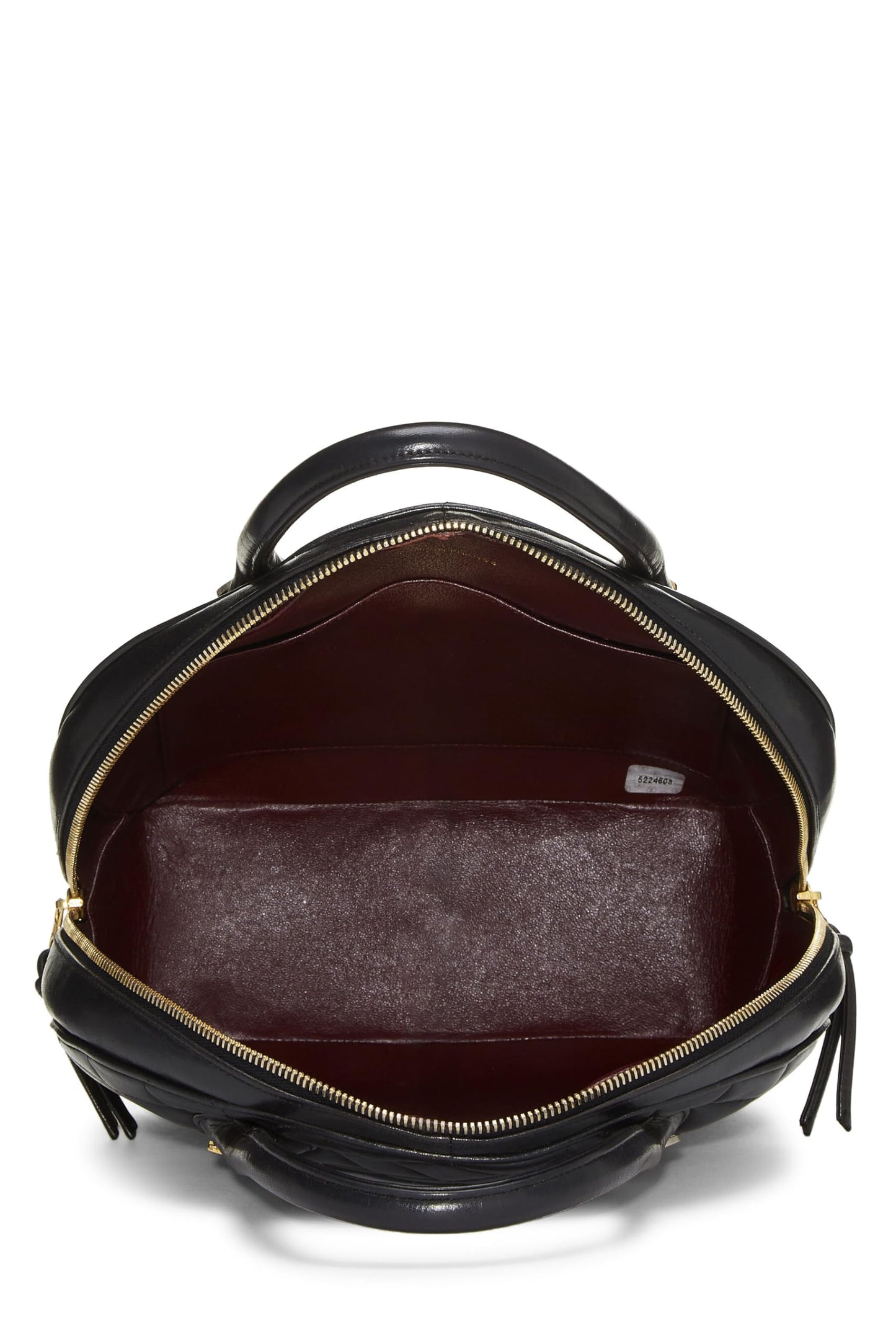 Chanel, sac bowling Paris en cuir d'agneau matelassé noir d'occasion, taille S, noir