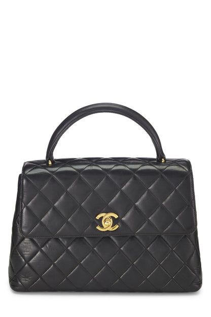 Chanel, Kelly de piel de cordero acolchada en negro Pre-Loved, Negro