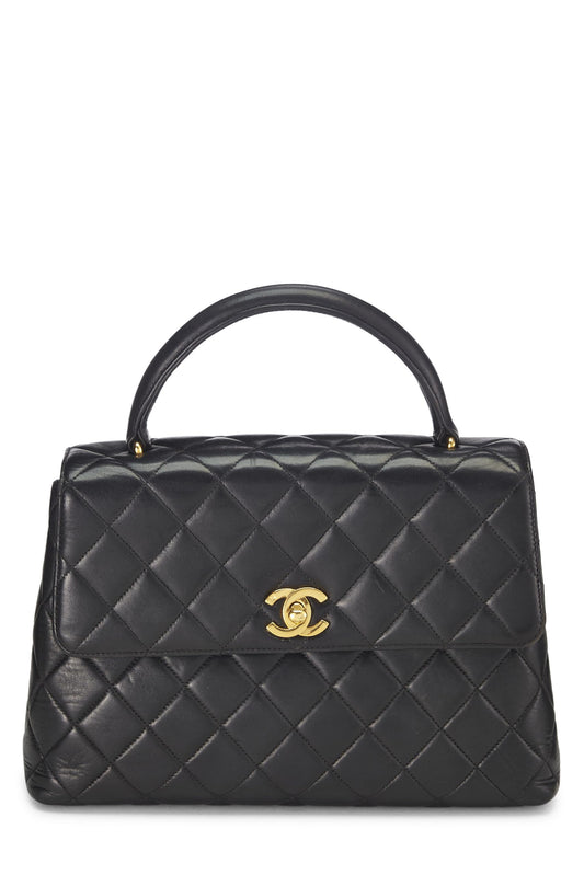 Chanel, Kelly en cuir d'agneau matelassé noir d'occasion, noir