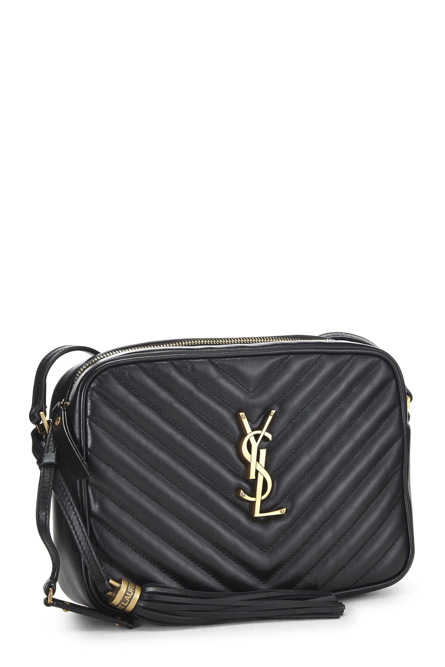 Yves Saint Laurent, sac à main Lou en cuir de veau matelassé noir d'occasion, noir