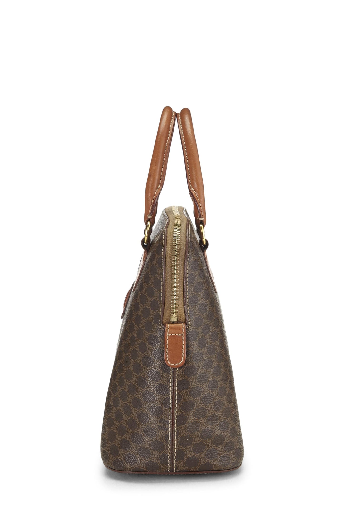 Céline, Pre-Loved Brown Coated Canvas Macadam Handbag, Brown