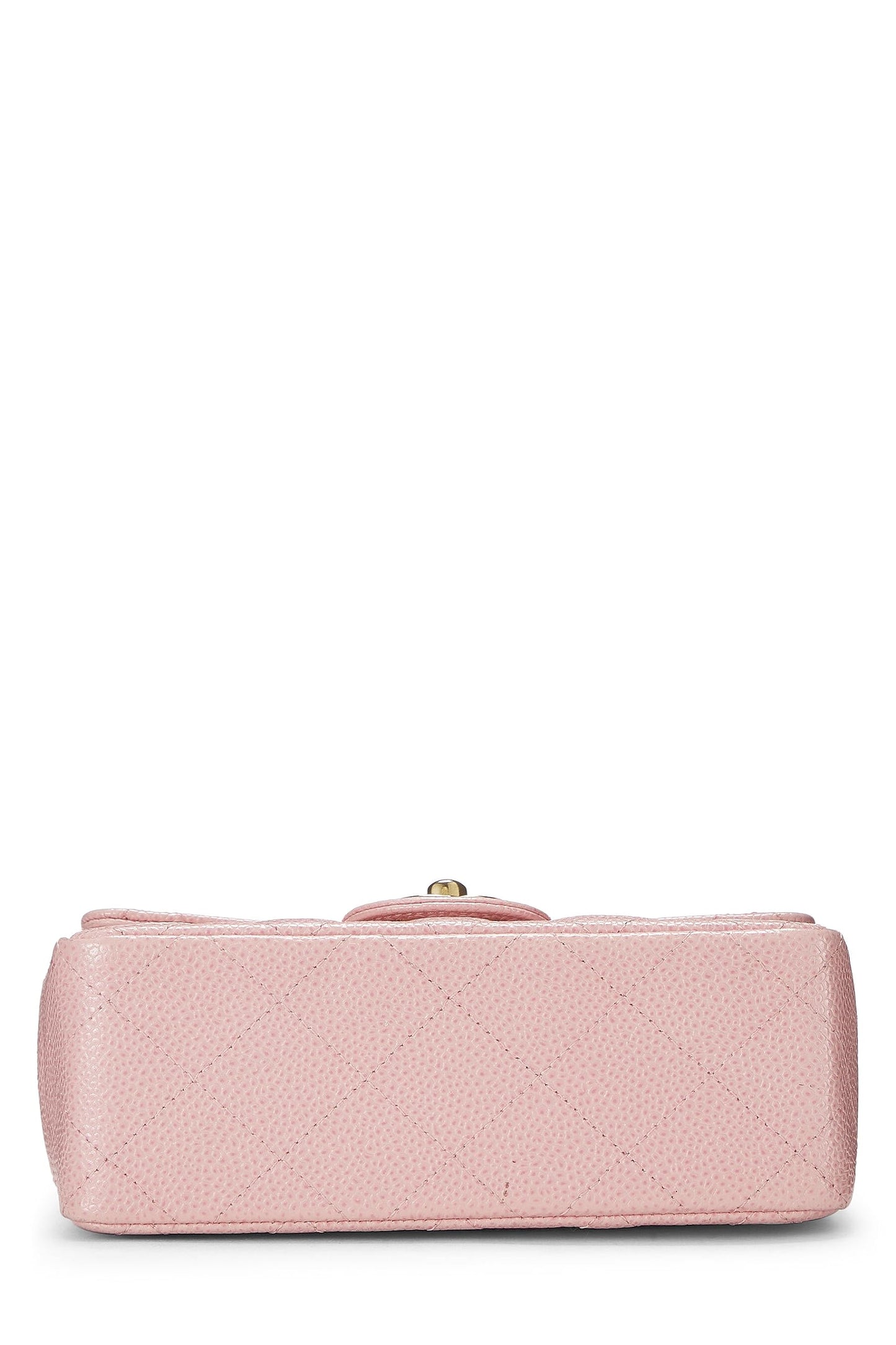 Chanel, Mini sac à rabat carré classique matelassé rose caviar d'occasion, rose