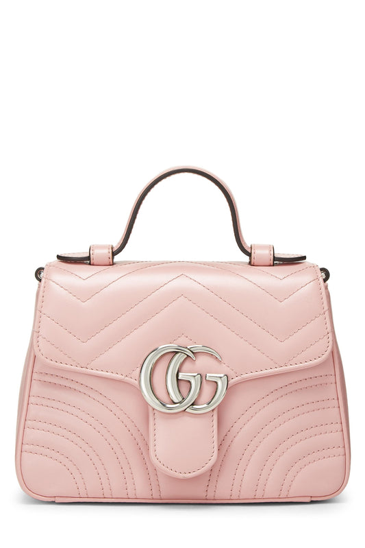 Gucci, sac à main GG Marmont en cuir rose d'occasion, mini, rose