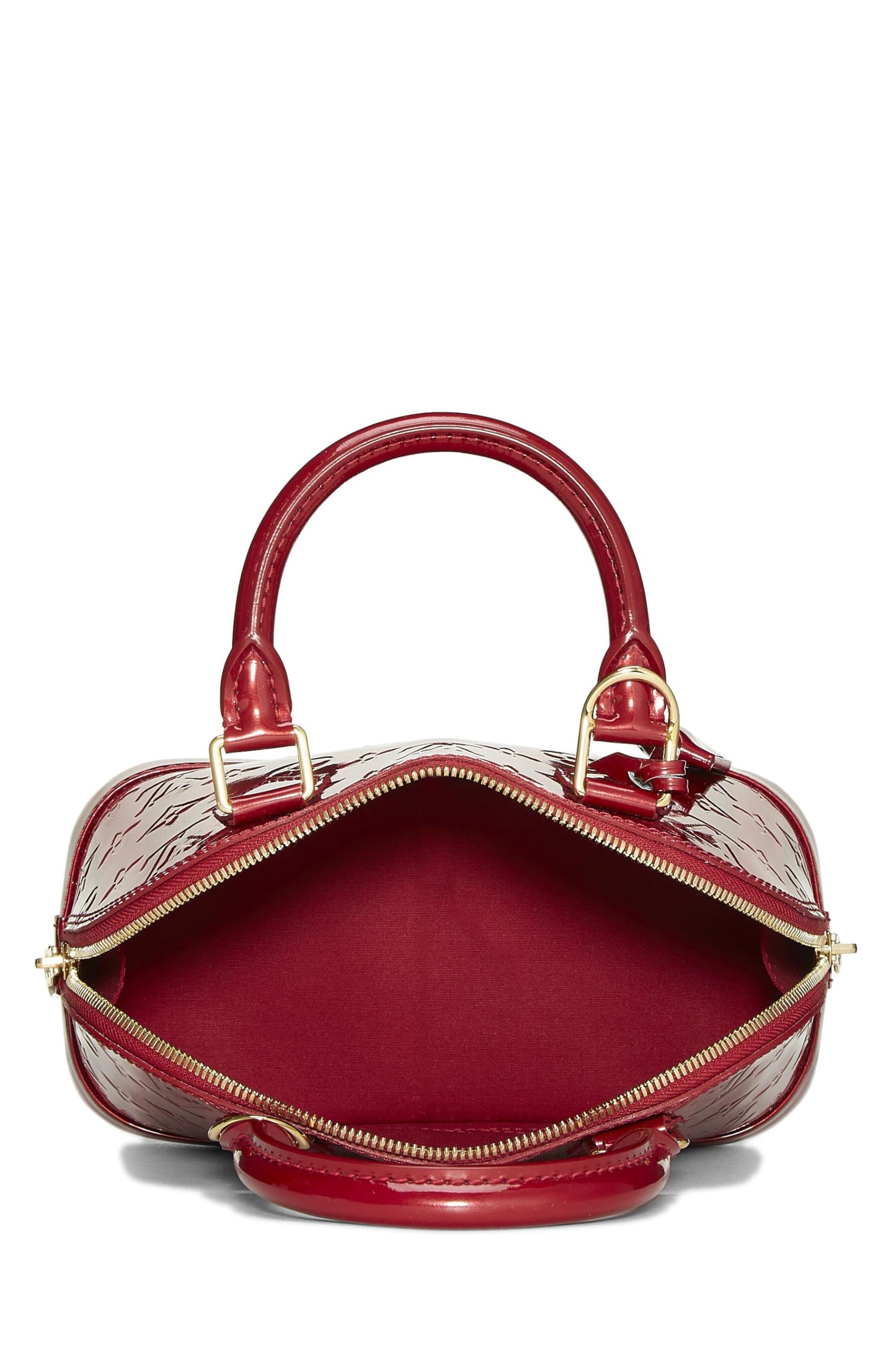 Louis Vuitton, Pre-Loved Indian Rose Monogram Vernis Rayures Alma BB, Red