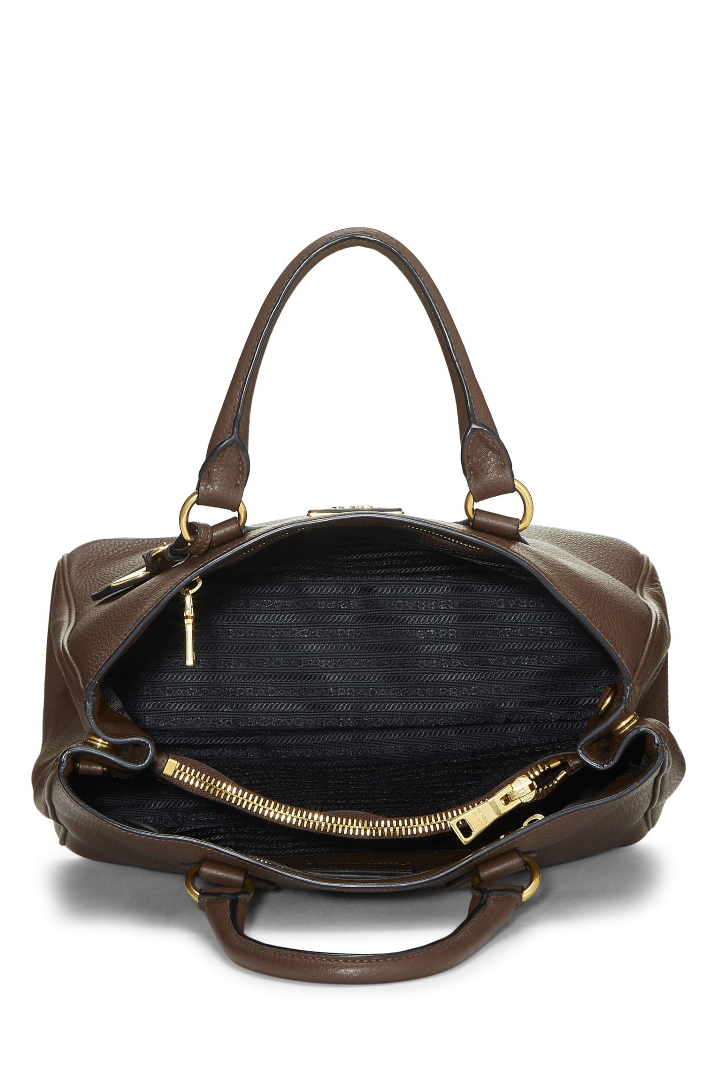 Prada, Pre-Loved Brown Vitello Daino Convertible Top Handle Tote, Brown