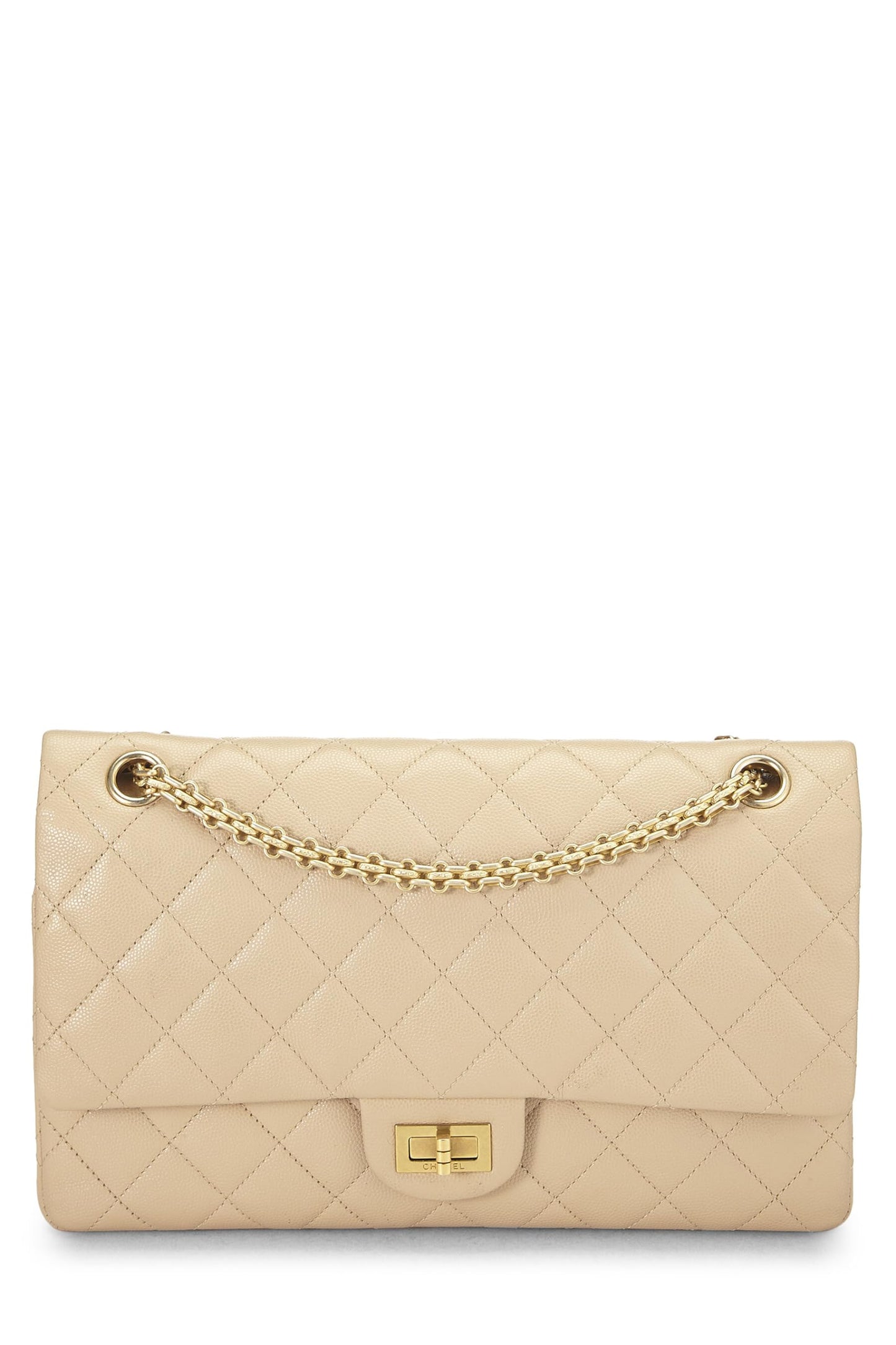 Chanel, Reissue Flap 226, beige matelassé, modèle Caviar 2.55, d'occasion, beige