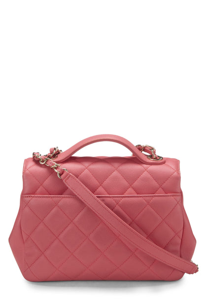 Chanel, sac à rabat Business Affinity matelassé rose d'occasion, petit modèle, rose