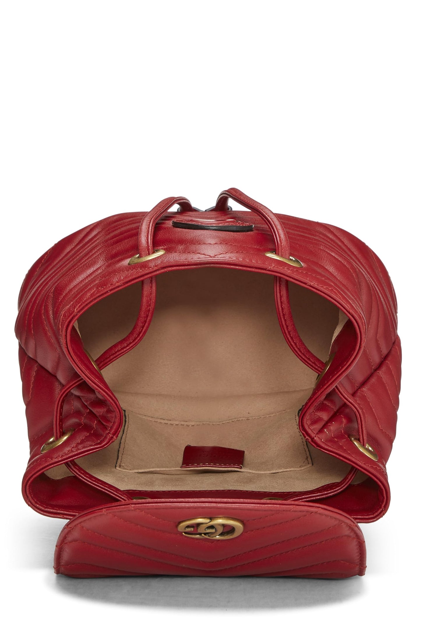 Gucci, Pre-Loved Red Leather GG Marmont Backpack Small, Red