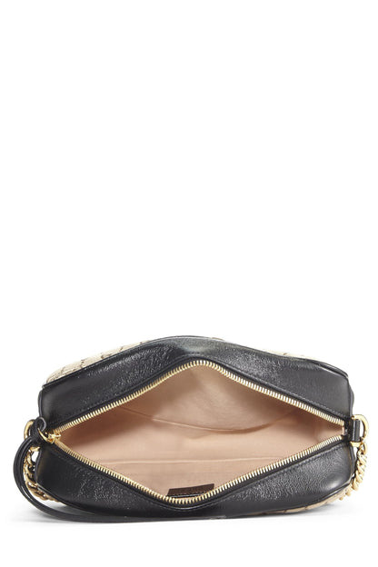 Gucci, sac à bandoulière Marmont en toile GG noir d'occasion, petit modèle, noir