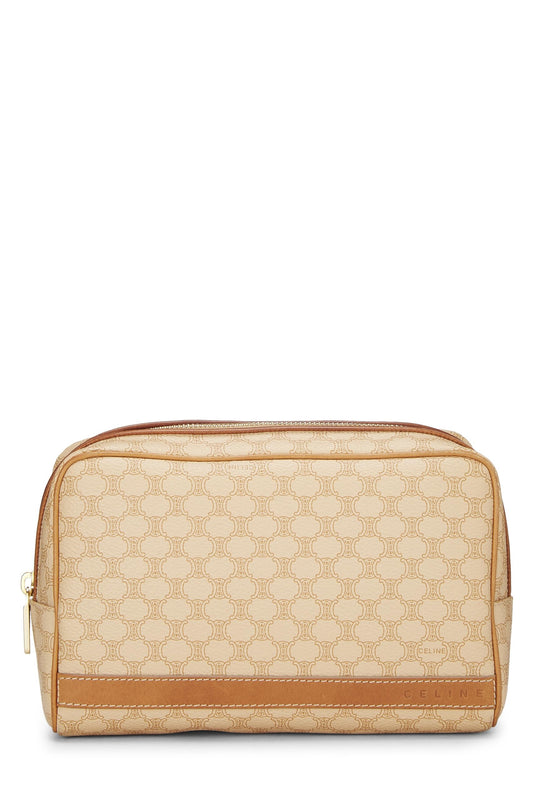 Céline, Pre-Loved Beige Coated Canvas Macadam Pouch, Beige