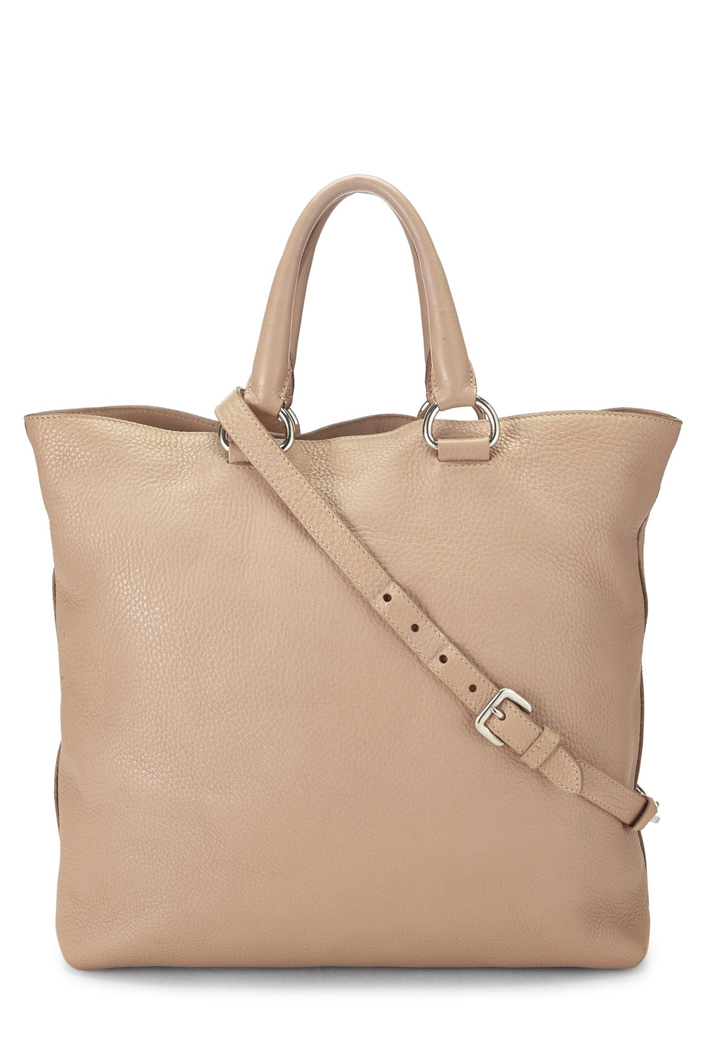 Prada, sac cabas convertible à poignée supérieure Vitello Daino beige d'occasion, beige