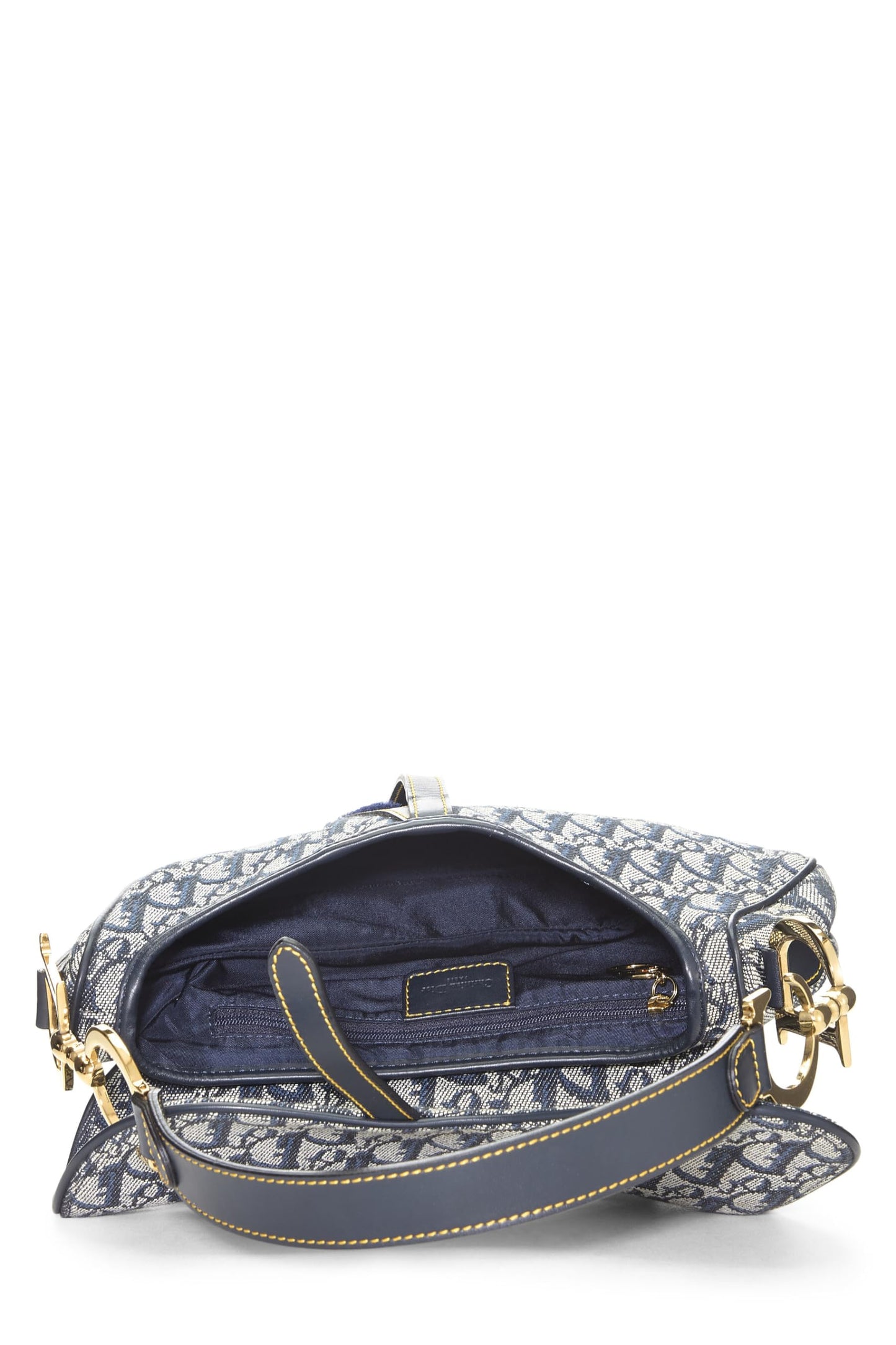 Dior, Pre-Loved Navy Trotter Canvas Saddle Bag, Navy