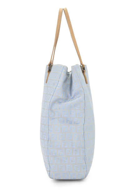 Fendi, sac fourre-tout vertical en toile Zucchino bleu d'occasion, petit modèle, bleu