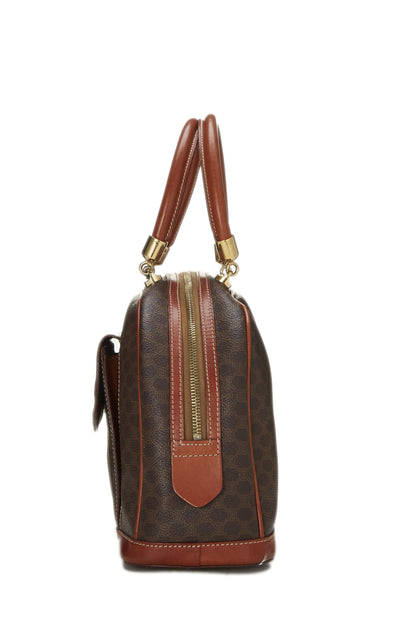 Céline, Pre-Loved Brown Coated Canvas Macadam Handbag, Brown