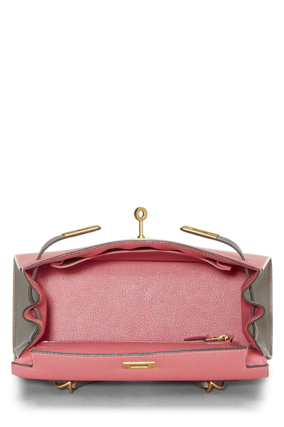 Hermès, sac Kelly Sellier 25 en cuir de vachette rose Jaipur et gris mouette Epsom Horseshoe, multicolore