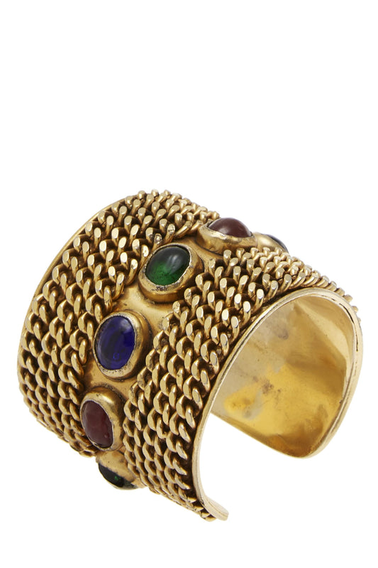 Chanel, Pre-Loved Gold & Multicolor Gripoix Cuff Bracelet, Multi