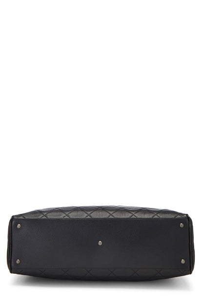 Chanel, sac bowling matelassé noir caviar taille moyenne, noir