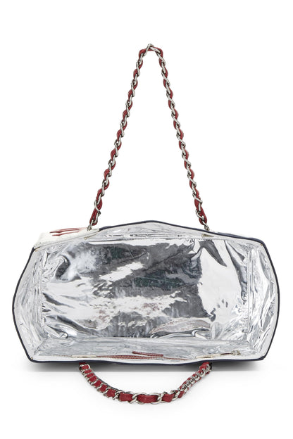 Chanel, sac fourre-tout en toile et cuir bleu marine No. 5 Foil d'occasion, bleu marine