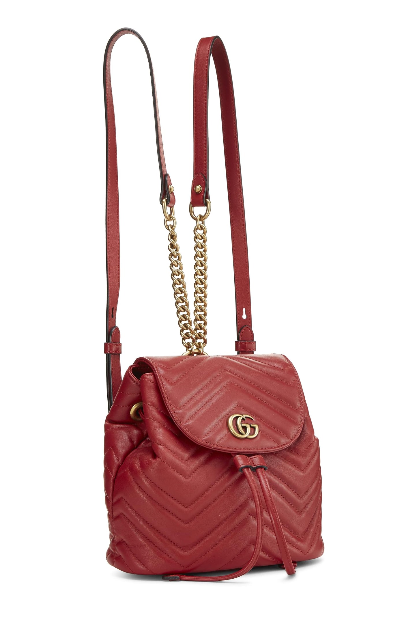 Gucci, Mochila pequeña GG Marmont de cuero rojo Pre-Loved, Rojo