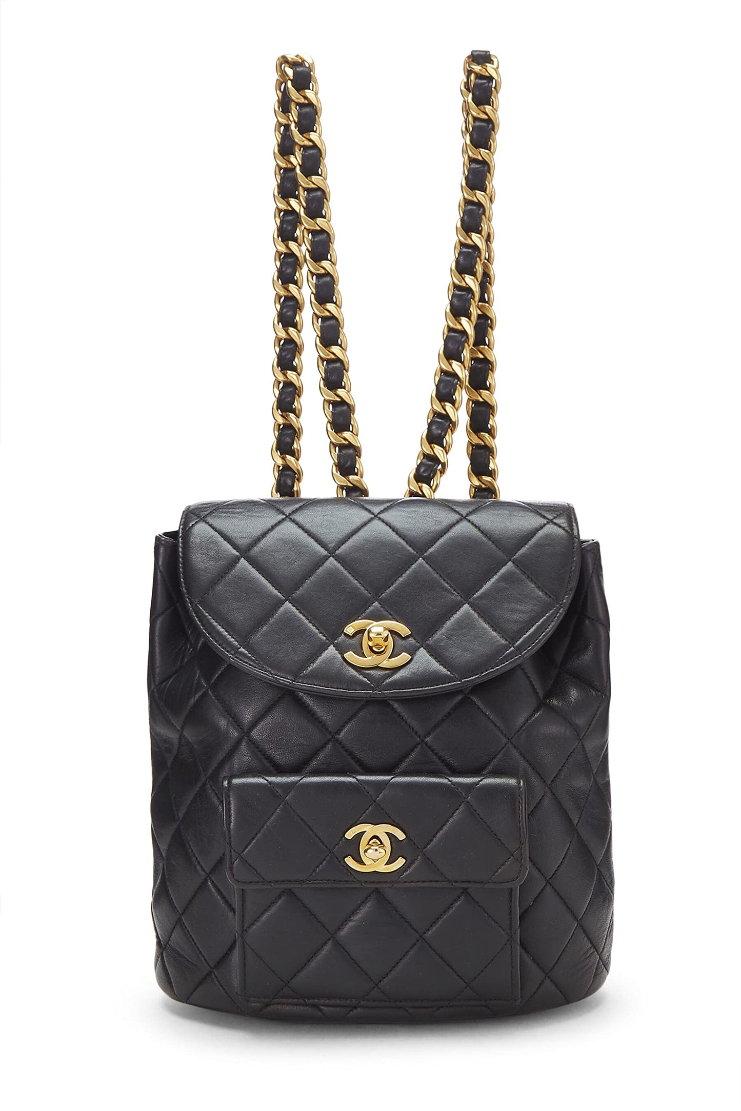 Chanel, Pre-Loved Black Quilted Lambskin 'CC' Classic Backpack Small, Black