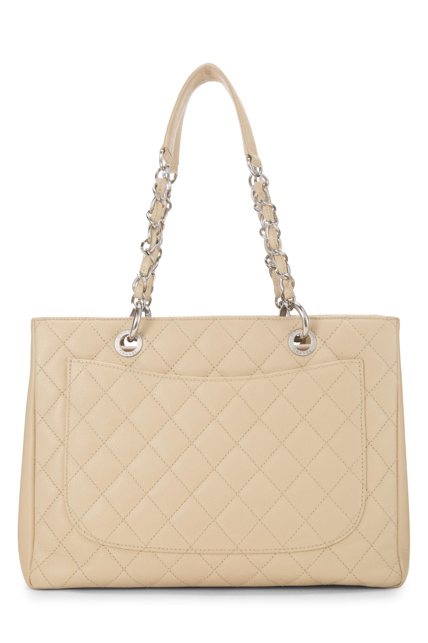 Chanel, Pre-Loved Beige Quilted Caviar Grand Shopping Tote (GST), Beige