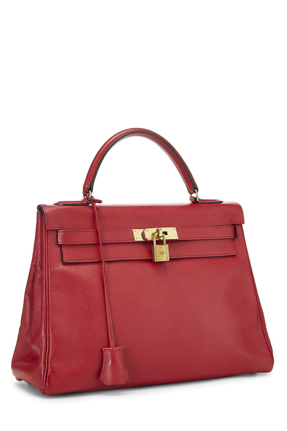 Hermès, Pre-Loved Rouge Vif Courchevel Kelly Retourne 32, Rouge vif