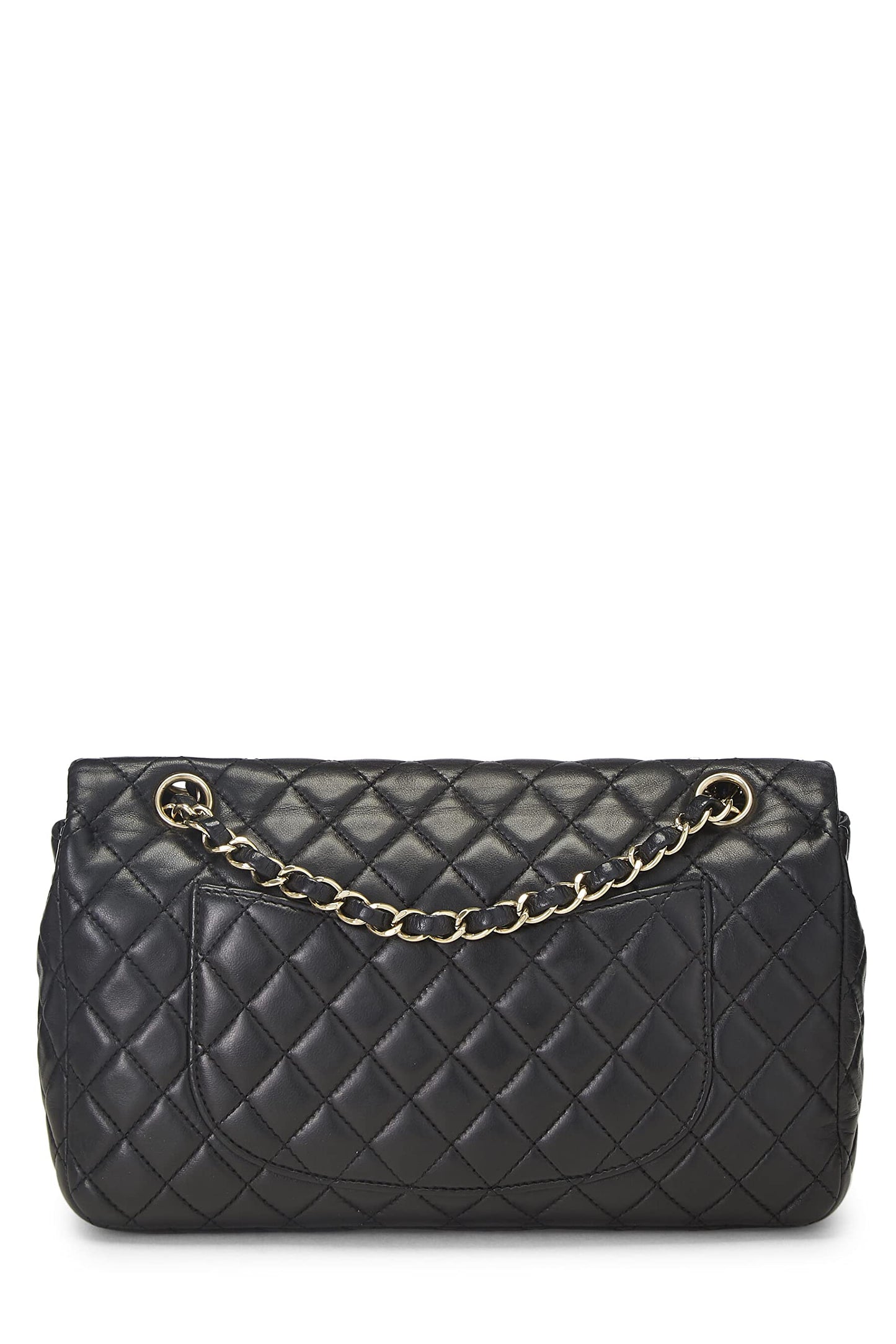 Chanel, sac Valentine à rabat simple de taille moyenne en cuir d'agneau matelassé noir d'occasion, noir