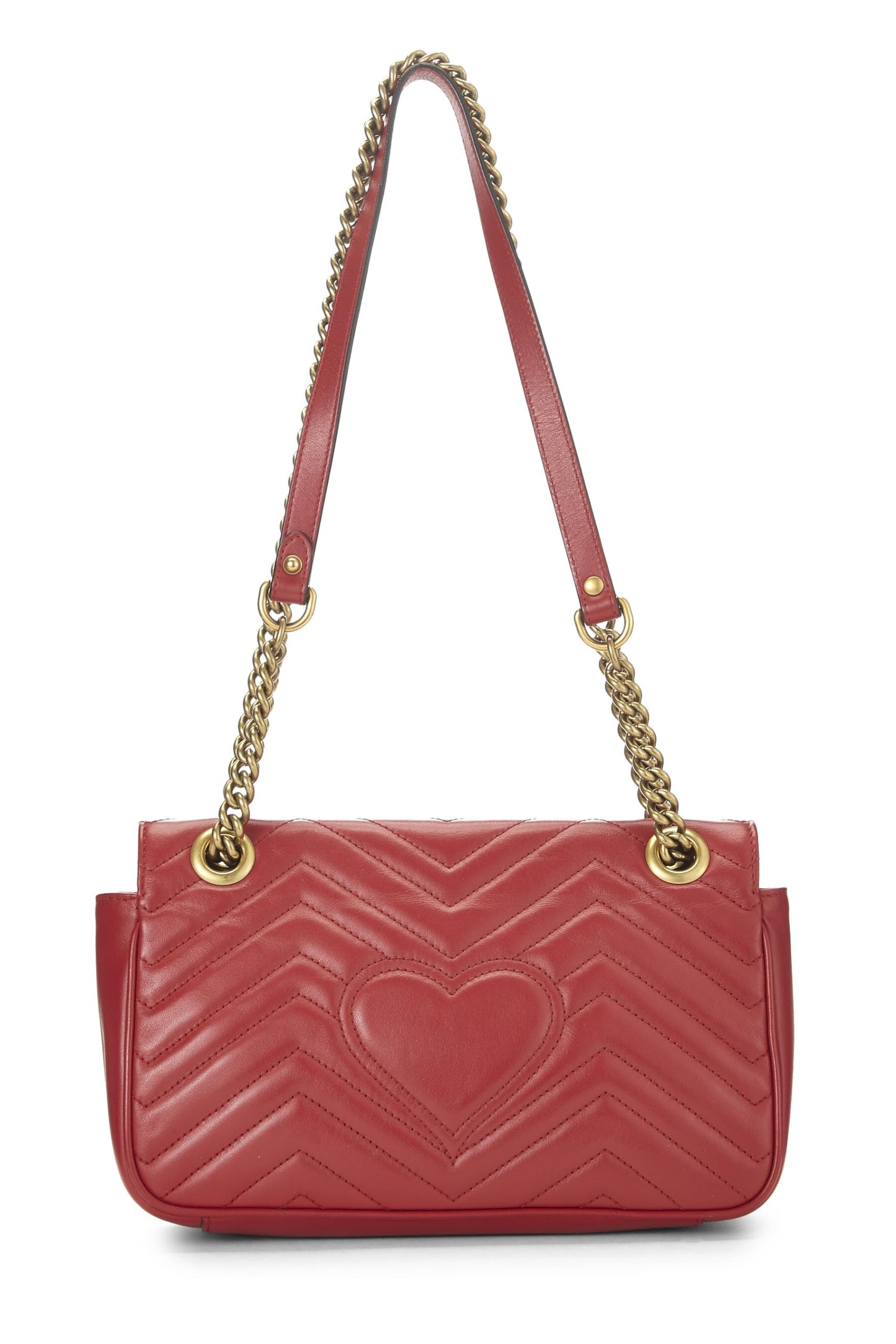 Gucci, sac à bandoulière GG Marmont en cuir rouge d'occasion, petit modèle, rouge