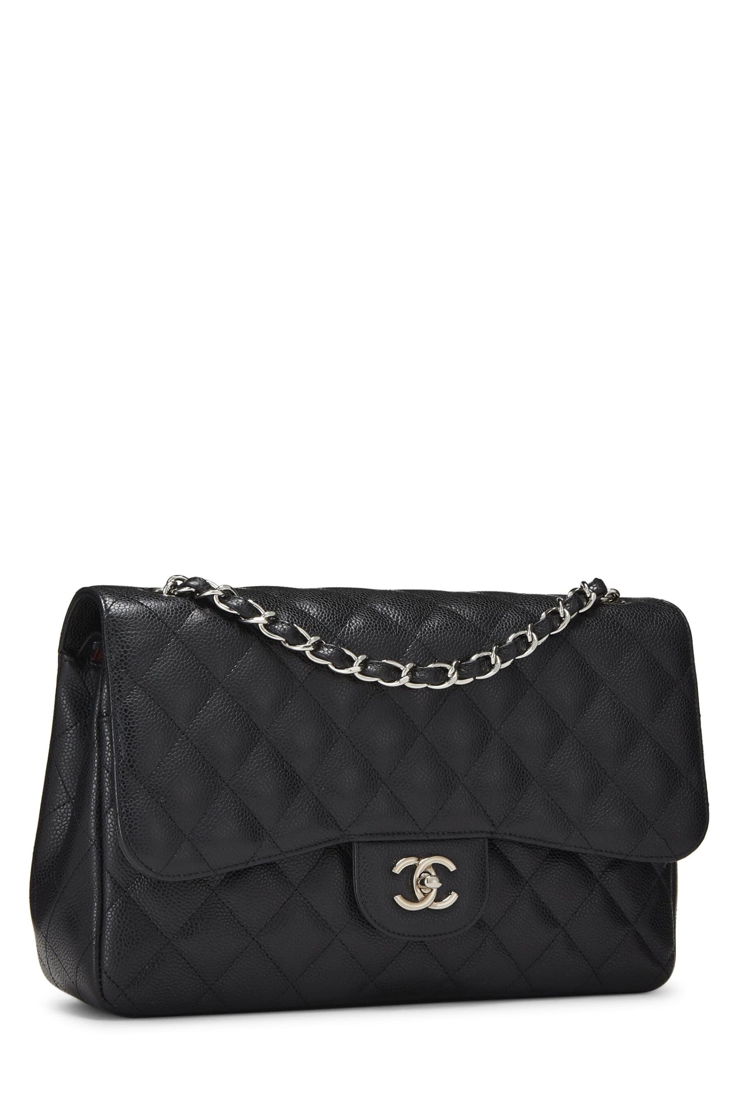 Chanel, Pre-Loved Black Quilted Caviar New Classic Double Flap Jumbo, Black