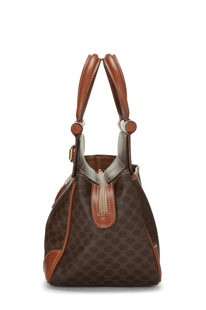 Céline, Pre-Loved Brown Coated Canvas Macadam Handbag, Brown