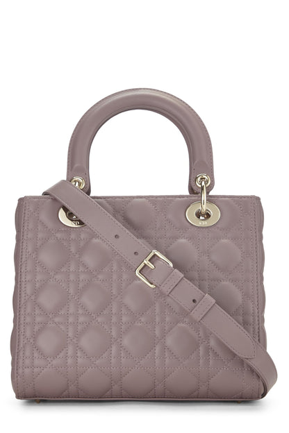 Dior, Pre-Loved Purple Cannage Quilted Lambskin Lady Dior Medium, Purple