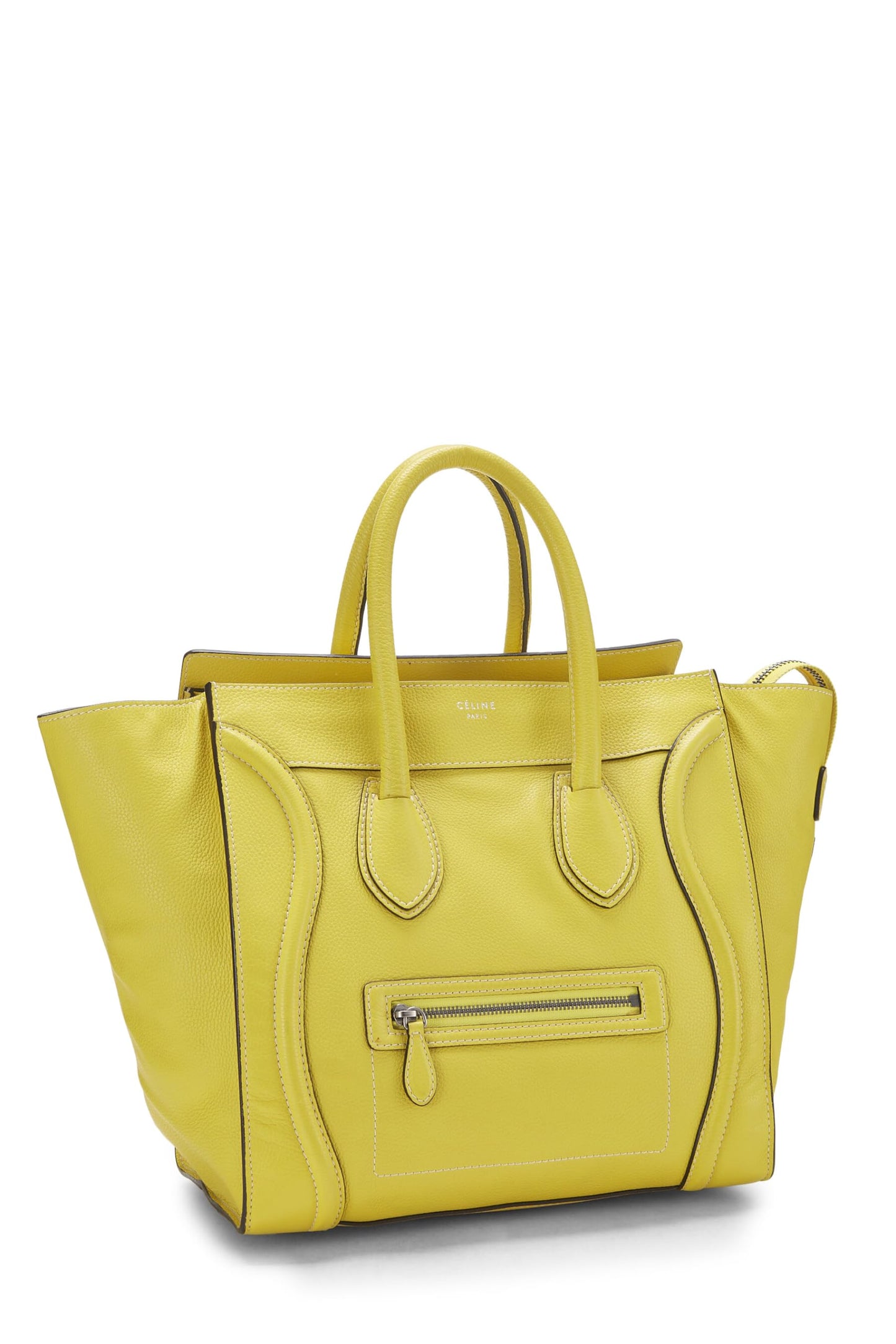 Céline, Pre-Loved Yellow Calfskin Leather Luggage Mini, Yellow