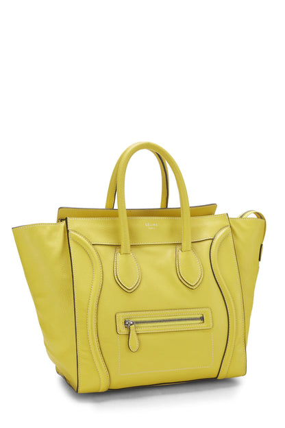 Céline, Pre-Loved Yellow Calfskin Leather Luggage Mini, Yellow