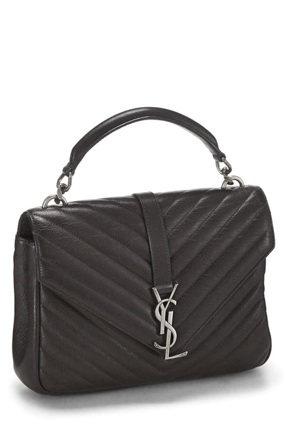 Yves Saint Laurent, College Medium en cuir marron à chevrons d'occasion, marron